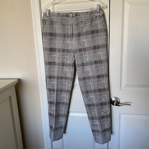 Nic+Zoe Modern Plaid Pants Pull-On Brown‎ & Ivory Straight Leg Women's Small - Picture 2 of 9